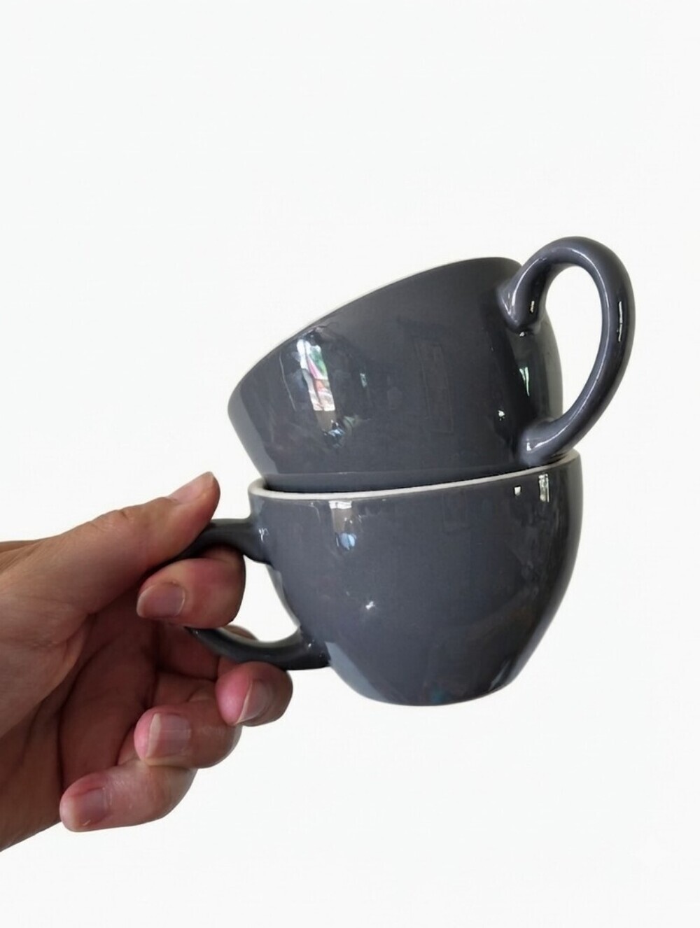 Set of 2 Breville Grey Latte Art Espresso Cups with Measurement Markings